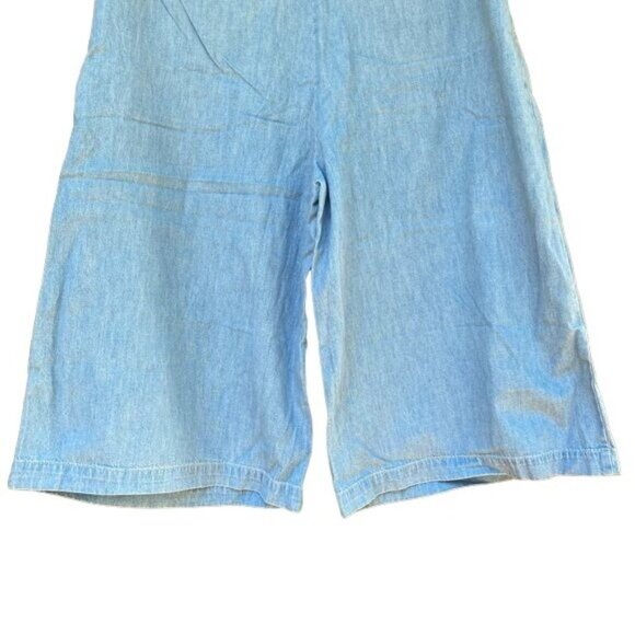 Pilcro and the Letterpress Mina Chambray Wide Crop Pant Blue Chino Shorts Size 3 - Picture 12 of 14
